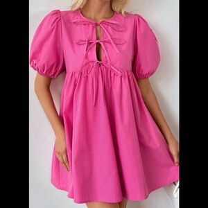 Pink Puff Sleeve Dress